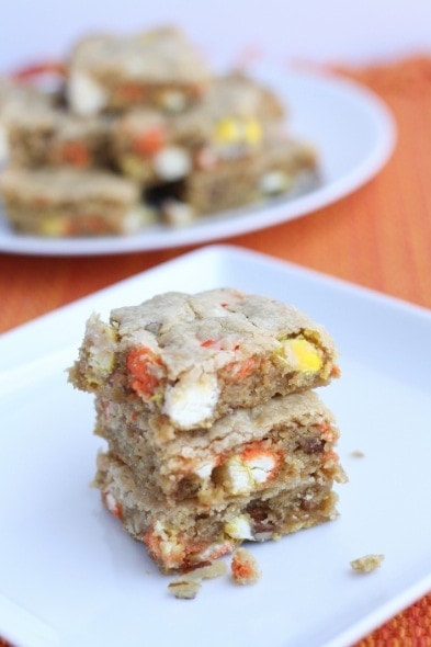 M&M White Chocolate Candy Corn Blondies