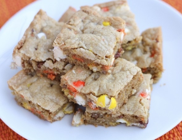 M&M White Chocolate Candy Corn Blondies