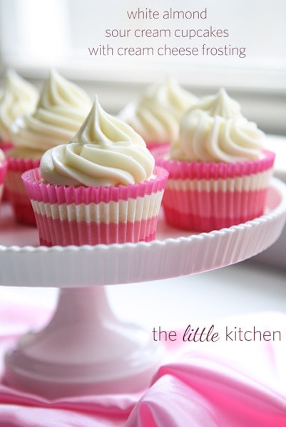 White Almond Sour Cream Cupcakes with Cream Cheese Frosting White Almond Sour Cream Cupcakes with Cream Cheese Frosting