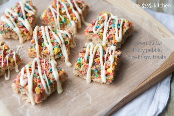 Brown Butter Fruity Pebble Rice Krispy Treats from DualFood Brown Butter Fruity Pebble Rice Krispy Treats horiz