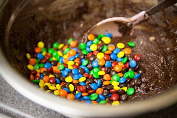 M&M Chocolate Cookie Cake Bars