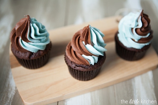 Blue and Chocolate Swirl Cupcakes