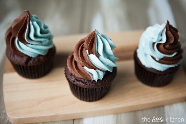 Blue and Chocolate Swirl Cupcakes