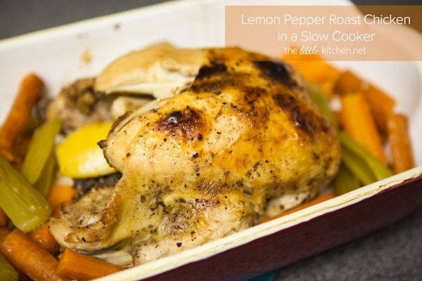 Lemon Pepper Roast Chicken in a Slow Cooker from DualFood Lemon Pepper Roast Chicken in a Slow Cooker