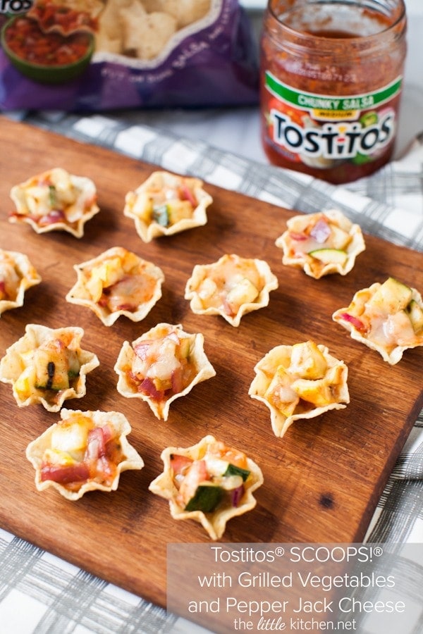 Tostitos SCOOPS! with Grilled Vegetables and Pepper Jack Cheese from DualFood Tostitos SCOOPS! with Grilled Vegetables and Pepper Jack Cheese from DualFood