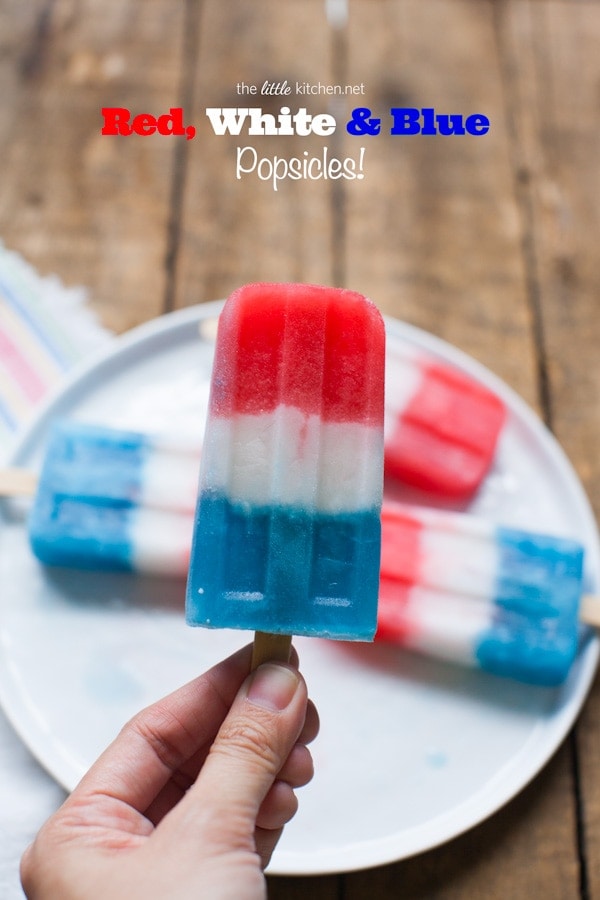Red, White & Blue Popsicles from thelittlekitchen.net Red, White & Blue Popsicles from thelittlekitchen.net