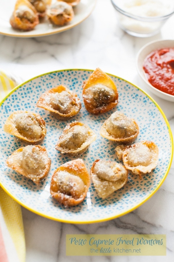 Pesto Caprese Fried Wontons from thelittlekitchen.net Pesto Caprese Fried Wontons from thelittlekitchen.net