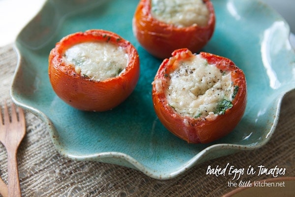 Baked Eggs in Tomatoes from thelittlekitchen.net Baked Eggs in Tomatoes from thelittlekitchen.net