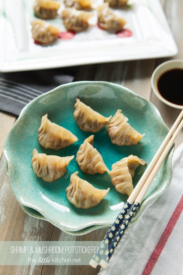 Shrimp and Mushroom Potstickers from thelittlekitchen.net Shrimp and Mushroom Potstickers from thelittlekitchen.net