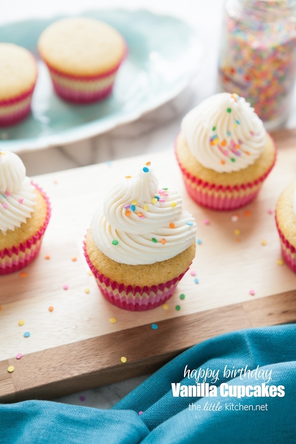 Birthday Vanilla Cupcakes from thelittlekitchen.net Birthday Vanilla Cupcakes from thelittlekitchen.net