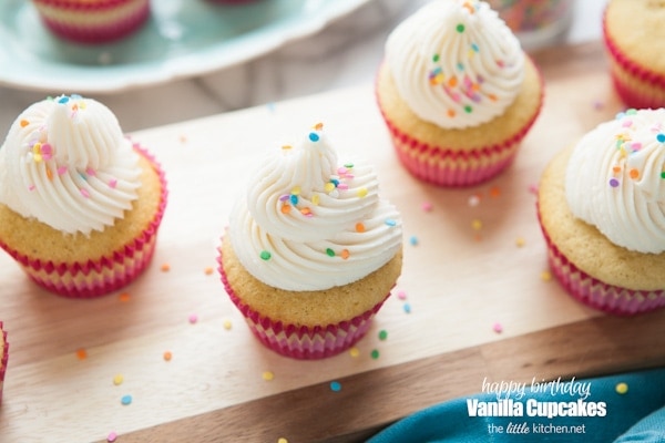 Birthday Vanilla Cupcakes from thelittlekitchen.net Birthday Vanilla Cupcakes from thelittlekitchen.net