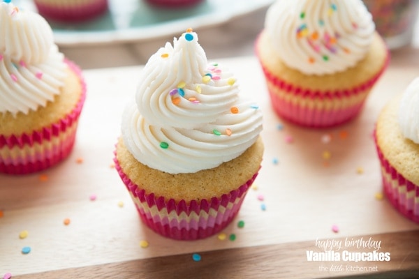 Birthday Vanilla Cupcakes from thelittlekitchen.net Birthday Vanilla Cupcakes from thelittlekitchen.net