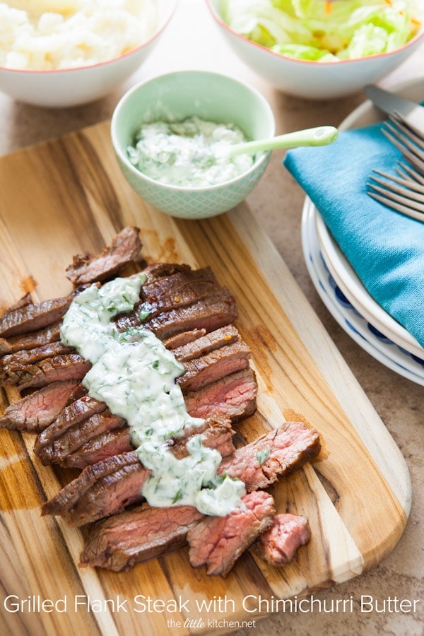 Grilled Flank Steak with Chimichurri Butter from thelittlekitchen.net Grilled Flank Steak with Chimichurri Butter from thelittlekitchen.net