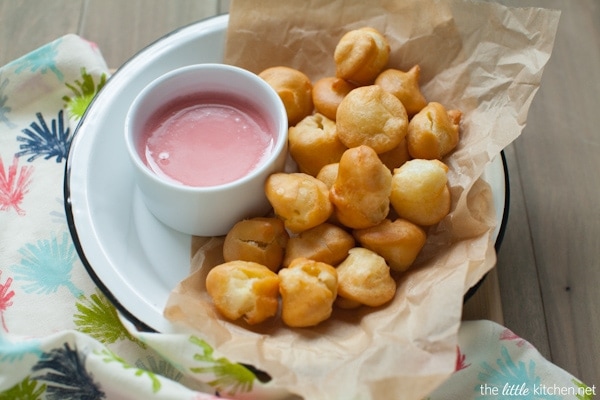 Fried Donut Holes with Strawberry Glaze Fried Donut Holes with Strawberry Glaze