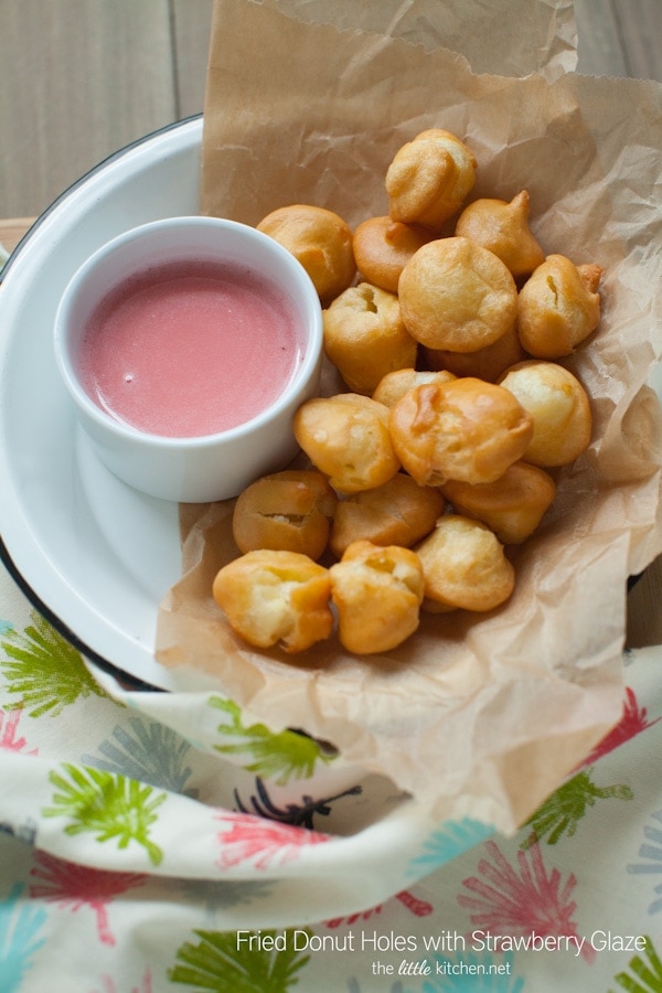 Fried Donut Holes with Strawberry Glaze Fried Donut Holes with Strawberry Glaze