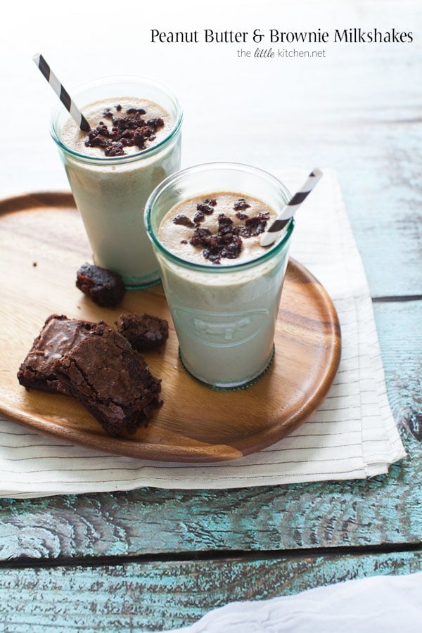 Peanut Butter and Brownie Milkshakes from thelittlekitchen.net #MilkshakeWeek Peanut Butter and Brownie Milkshakes from thelittlekitchen.net #MilkshakeWeek