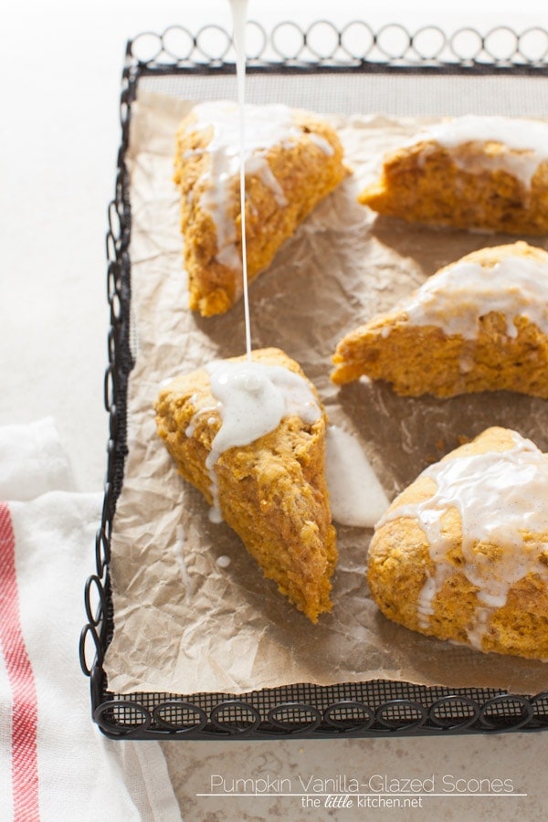 Pumpkin Obsessed Vanilla-Glazed Scones from thelittlekitchen.net Pumpkin Obsessed Vanilla-Glazed Scones from thelittlekitchen.net