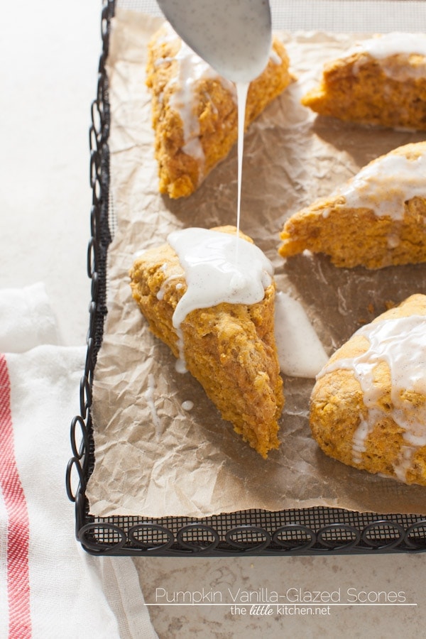 Pumpkin Obsessed Vanilla-Glazed Scones from thelittlekitchen.net Pumpkin Obsessed Vanilla-Glazed Scones from thelittlekitchen.net