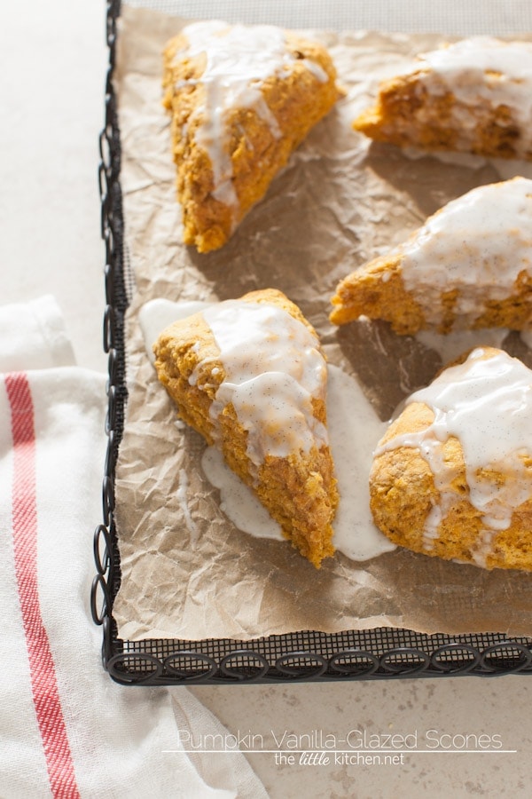 Pumpkin Obsessed Vanilla-Glazed Scones from thelittlekitchen.net Pumpkin Obsessed Vanilla-Glazed Scones from thelittlekitchen.net