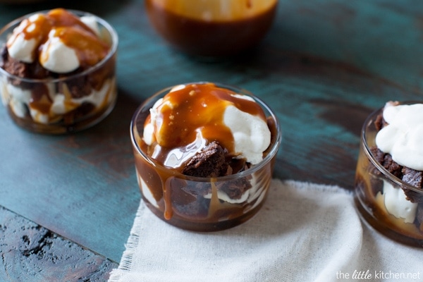 Salted Caramel Brownie Trifles with Whipped Cream from thelittlekitchen.net Salted Caramel Brownie Trifles with Whipped Cream from thelittlekitchen.net