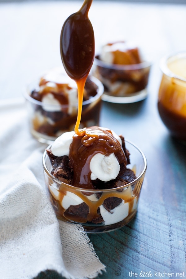 Salted Caramel Brownie Trifles with Whipped Cream from thelittlekitchen.net Salted Caramel Brownie Trifles with Whipped Cream from thelittlekitchen.net