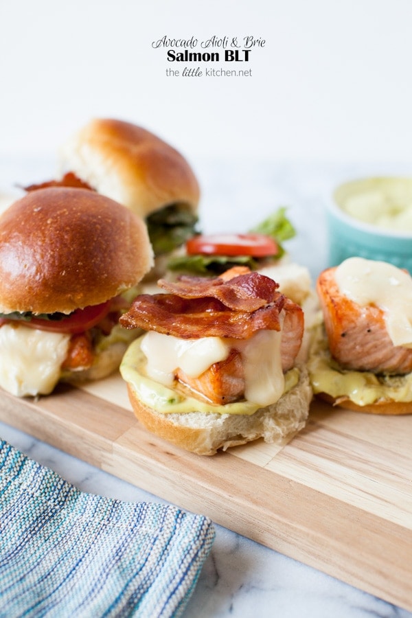 Salmon BLT with an Avocado Aioli & Brie from thelittlekitchen.net Salmon BLT with an Avocado Aioli & Brie from thelittlekitchen.net