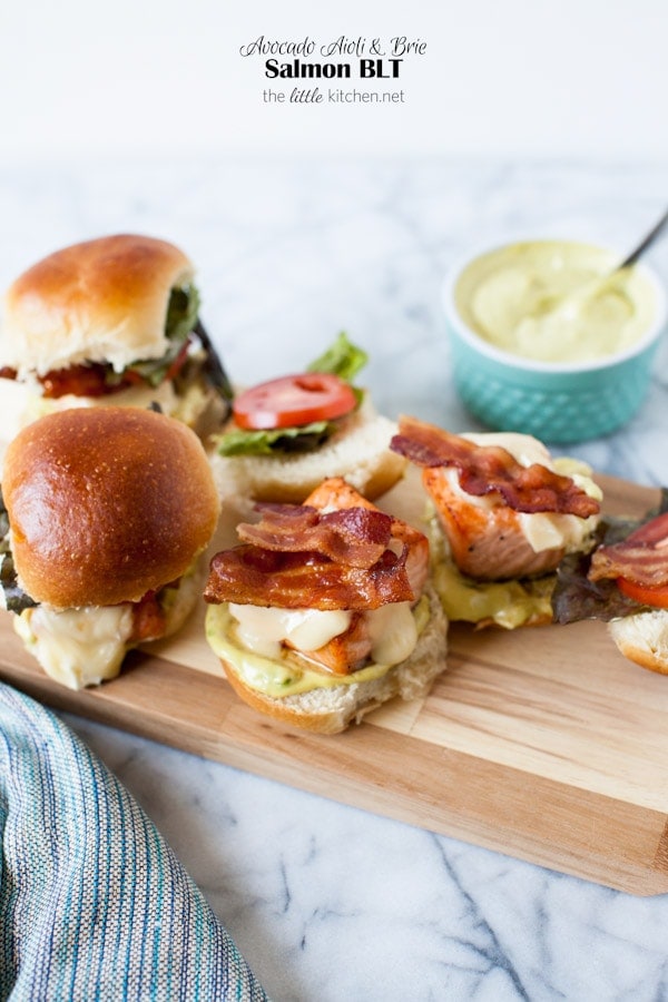 Salmon BLT with an Avocado Aioli & Brie from thelittlekitchen.net Salmon BLT with an Avocado Aioli & Brie from thelittlekitchen.net