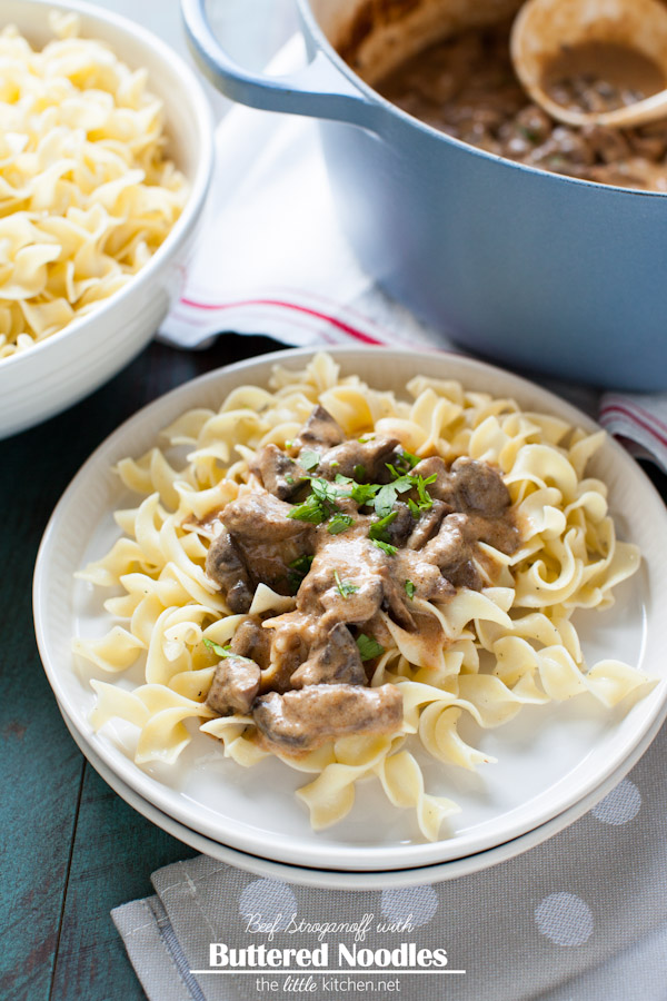 Beef Stroganoff with Buttered Noodles Recipe from thelittlekitchen.net Beef Stroganoff with Buttered Noodles Recipe from thelittlekitchen.net
