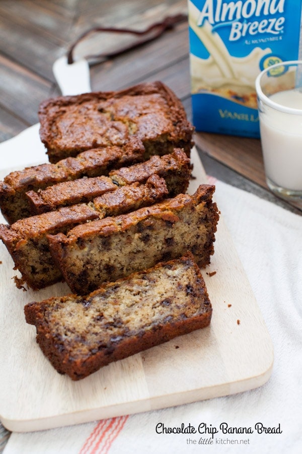 This bread is so easy to make and it's made with almondmilk! Chocolate Chip Banana Bread from thelittlekitchen.net This bread is so easy to make and it's made with almondmilk! Chocolate Chip Banana Bread from thelittlekitchen.net
