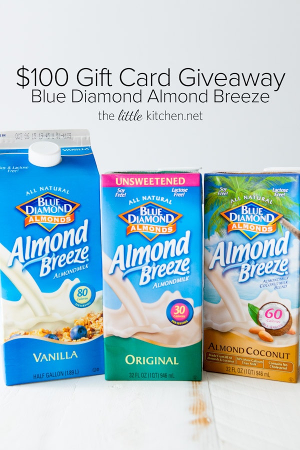 Blue Diamond Almond Breeze $100 Gift Card Giveaway thelittlekitchen.net Blue Diamond Almond Breeze $100 Gift Card Giveaway thelittlekitchen.net