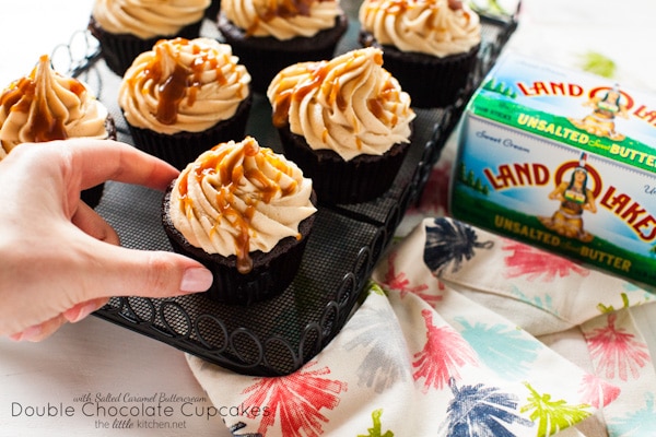 Double Chocolate Cupcakes with Salted Caramel Buttercream from thelittlekitchen.net Double Chocolate Cupcakes with Salted Caramel Buttercream from thelittlekitchen.net