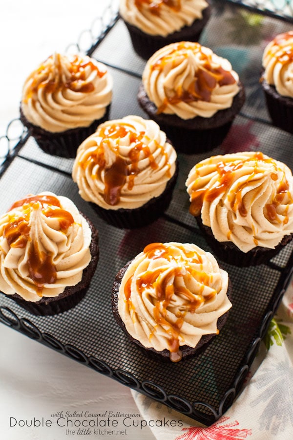 Double Chocolate Cupcakes with Salted Caramel Buttercream from thelittlekitchen.net Double Chocolate Cupcakes with Salted Caramel Buttercream from thelittlekitchen.net