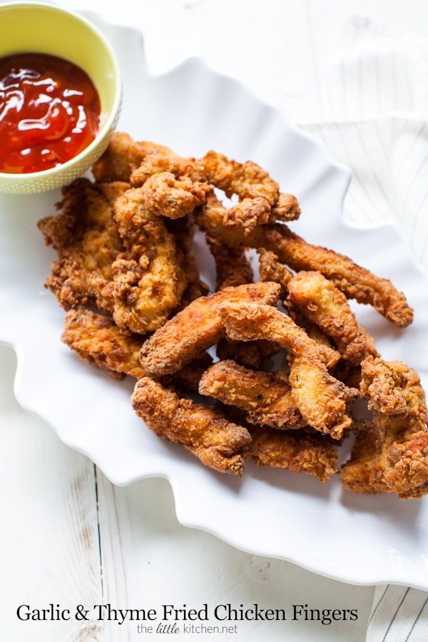 So easy to make and flavorful...this is an elevated fried chicken! Garlic and Thyme Fried Chicken Fingers from thelittlekitchen.net So easy to make and flavorful...this is an elevated fried chicken! Garlic and Thyme Fried Chicken Fingers from thelittlekitchen.net