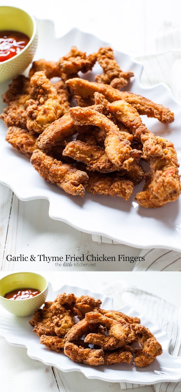 So easy to make and flavorful...this is an elevated fried chicken! Garlic and Thyme Fried Chicken Fingers from thelittlekitchen.net So easy to make and flavorful...this is an elevated fried chicken! Garlic and Thyme Fried Chicken Fingers from thelittlekitchen.net