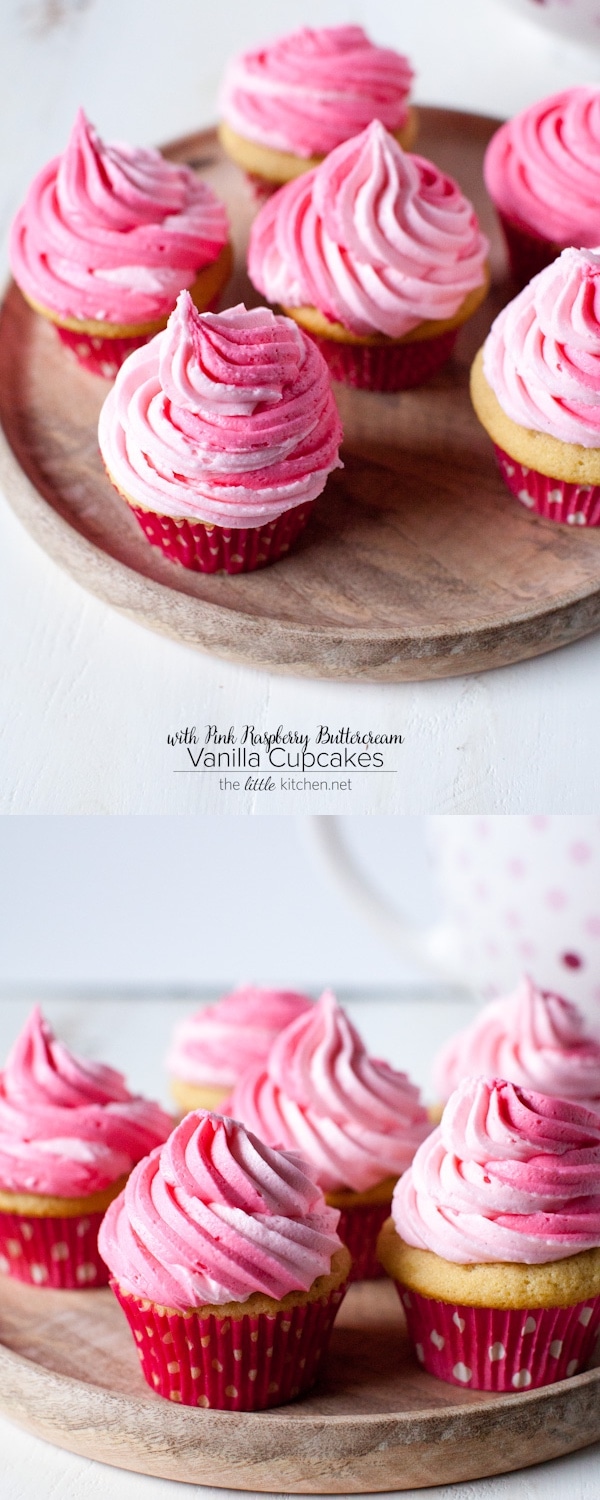 Vanilla Cupcakes with Pink Raspberry Buttercream from thelittlekitchen.net Vanilla Cupcakes with Pink Raspberry Buttercream from thelittlekitchen.net