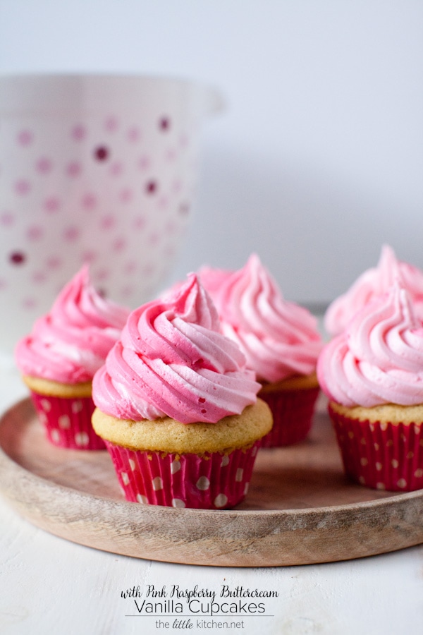 Vanilla Cupcakes with Pink Raspberry Buttercream from thelittlekitchen.net Vanilla Cupcakes with Pink Raspberry Buttercream from thelittlekitchen.net
