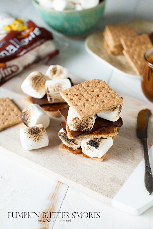 so easy and amazing! Pumpkin Butter S'mores from thelittlekitchen.net so easy and amazing! Pumpkin Butter S'mores from thelittlekitchen.net