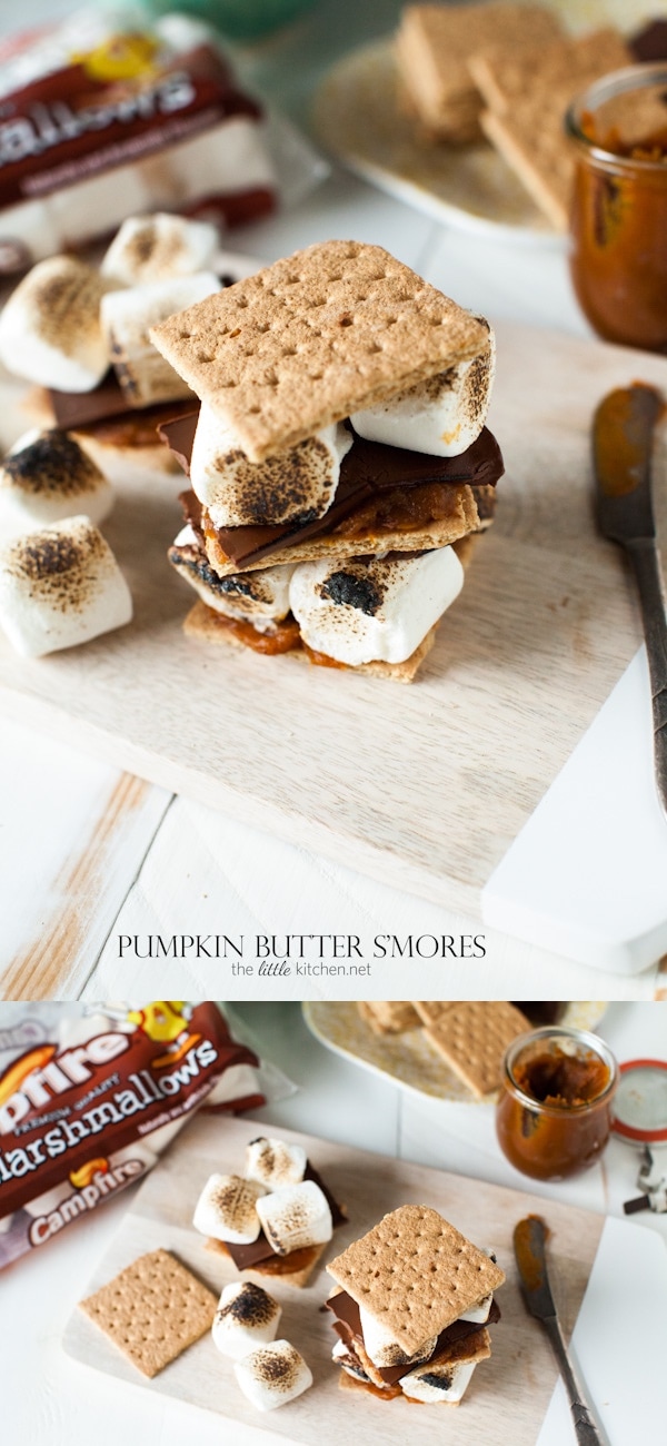 so easy and amazing! Pumpkin Butter S'mores from thelittlekitchen.net so easy and amazing! Pumpkin Butter S'mores from thelittlekitchen.net