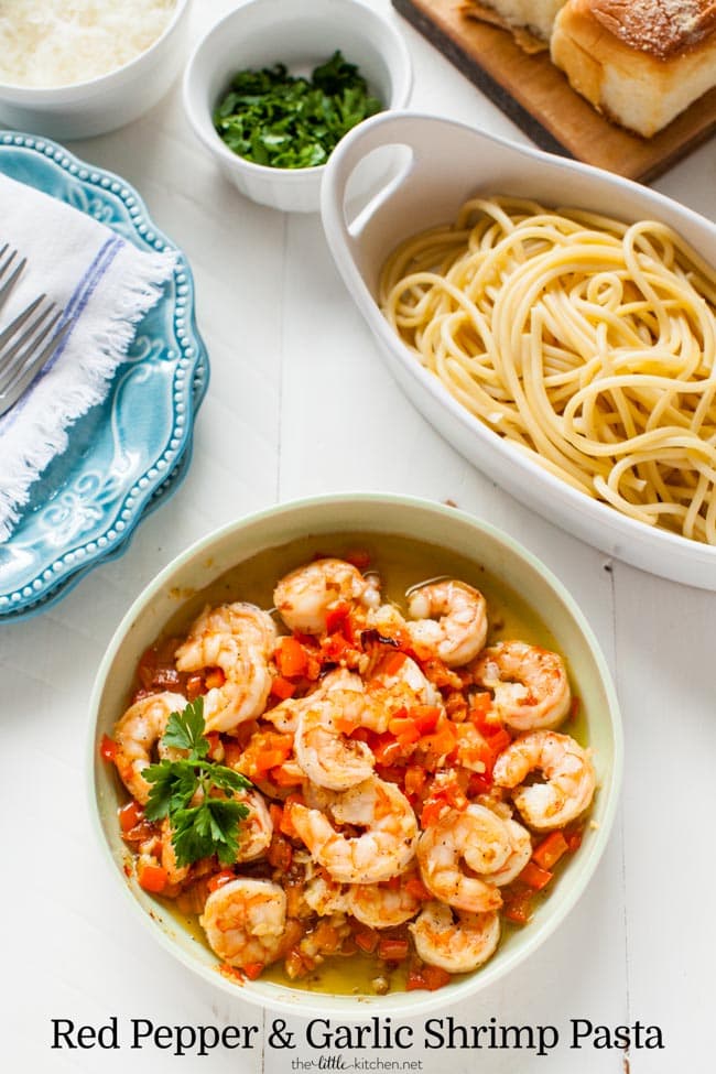 Red Pepper and Garlic Shrimp Pasta from thelittlekitchen.net Red Pepper and Garlic Shrimp Pasta from thelittlekitchen.net