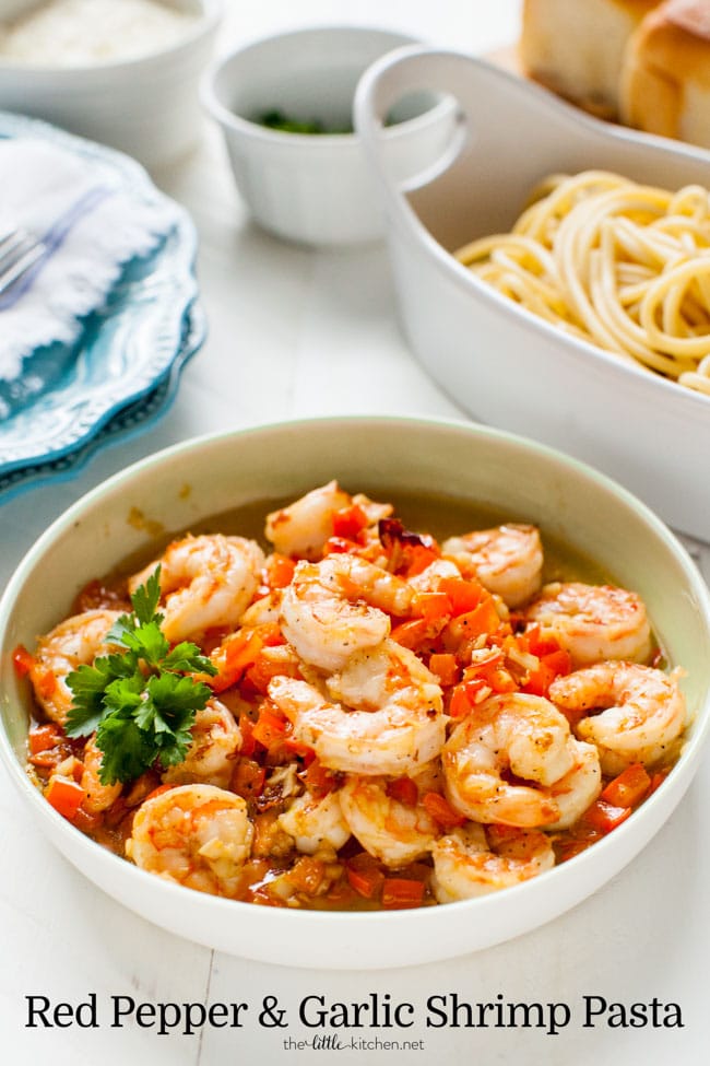 Red Pepper and Garlic Shrimp Pasta from thelittlekitchen.net Red Pepper and Garlic Shrimp Pasta from thelittlekitchen.net