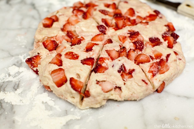 strawberry-scones-the-little-kitchen-6982 Strawberries and Cream Scones with White Chocolate Glaze from thelittlekitchen.net