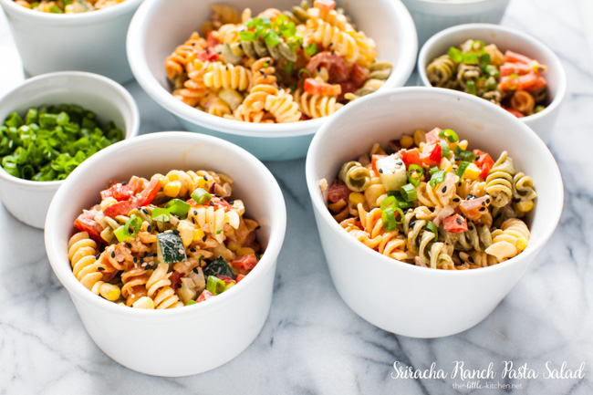 Sriracha Ranch Pasta Salad from thelittlekitchen.net Sriracha Ranch Pasta Salad from thelittlekitchen.net