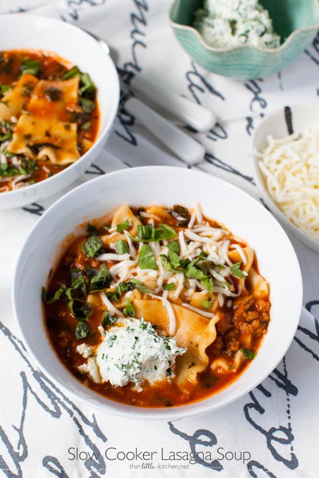 Slow Cooker Lasagna Soup from thelittlekitchen.net Slow Cooker Lasagna Soup from thelittlekitchen.net