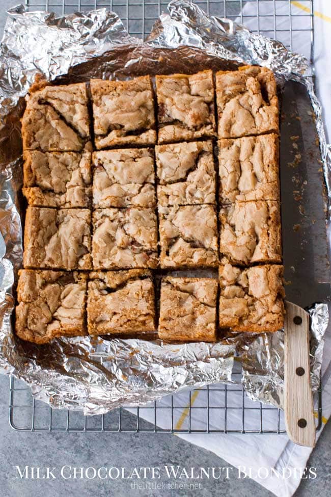 Milk Chocolate Walnut Blondies from thelittlekitchen.net Milk Chocolate Walnut Blondies from thelittlekitchen.net
