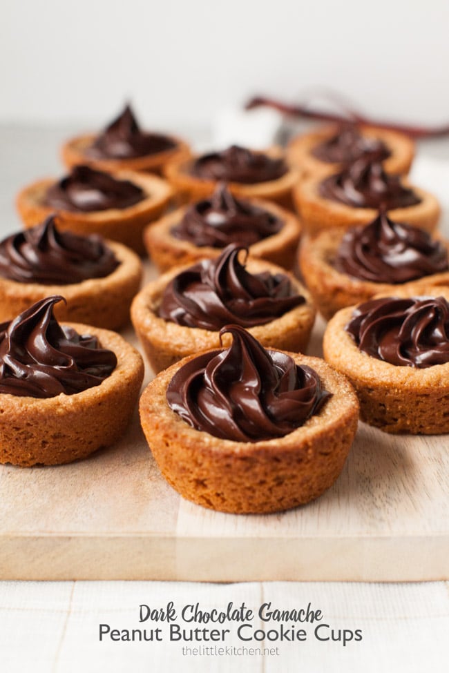 Peanut Butter Cookie Cups with Dark Chocolate Ganache from thelittlekitchen.net Peanut Butter Cookie Cups with Dark Chocolate Ganache from thelittlekitchen.net