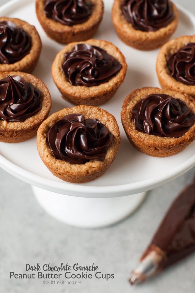 Peanut Butter Cookie Cups with Dark Chocolate Ganache from thelittlekitchen.net Peanut Butter Cookie Cups with Dark Chocolate Ganache from thelittlekitchen.net