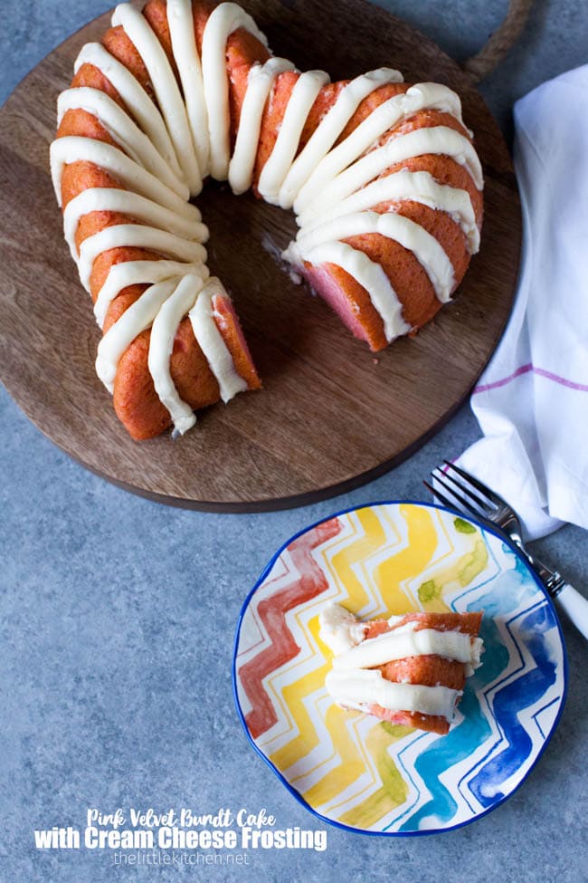Heart-Shaped Pink Velvet Bundt Cake with Cream Cheese Frosting from thelittlekitchen.net Heart-Shaped Pink Velvet Bundt Cake with Cream Cheese Frosting from thelittlekitchen.net