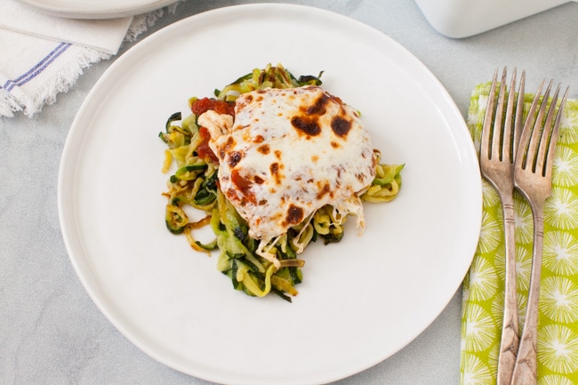 Chicken Parmesan with Zucchini Noodles from thelittlekitchen.net Chicken Parmesan with Zucchini Noodles from thelittlekitchen.net