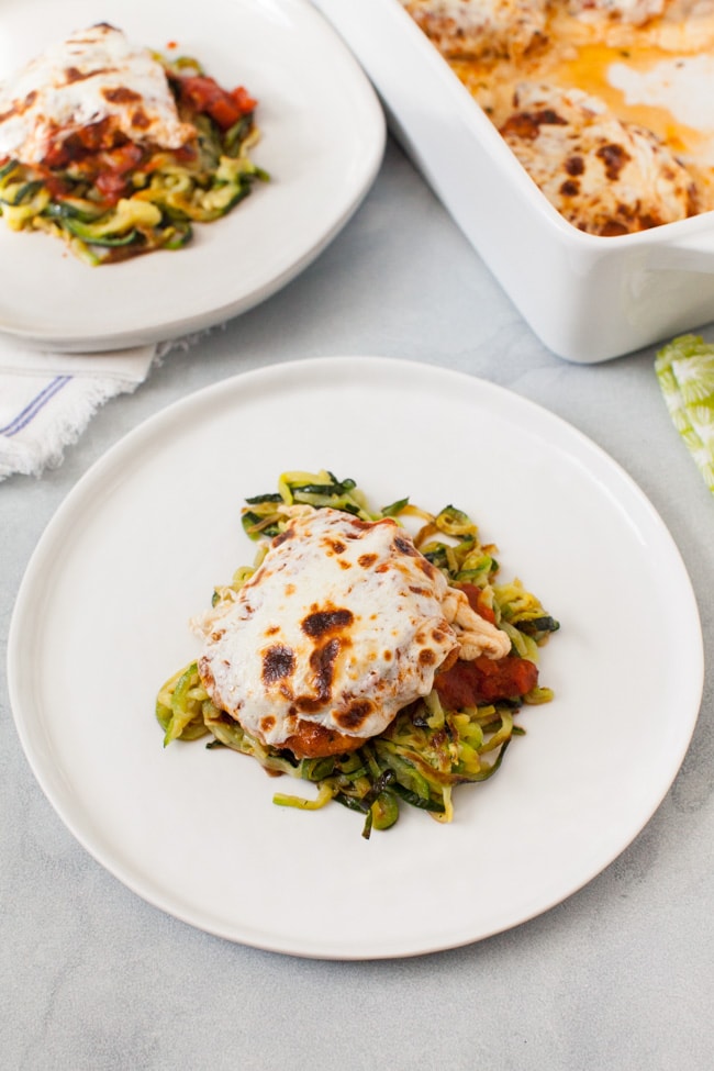 Chicken Parmesan with Zucchini Noodles from thelittlekitchen.net Chicken Parmesan with Zucchini Noodles from thelittlekitchen.net