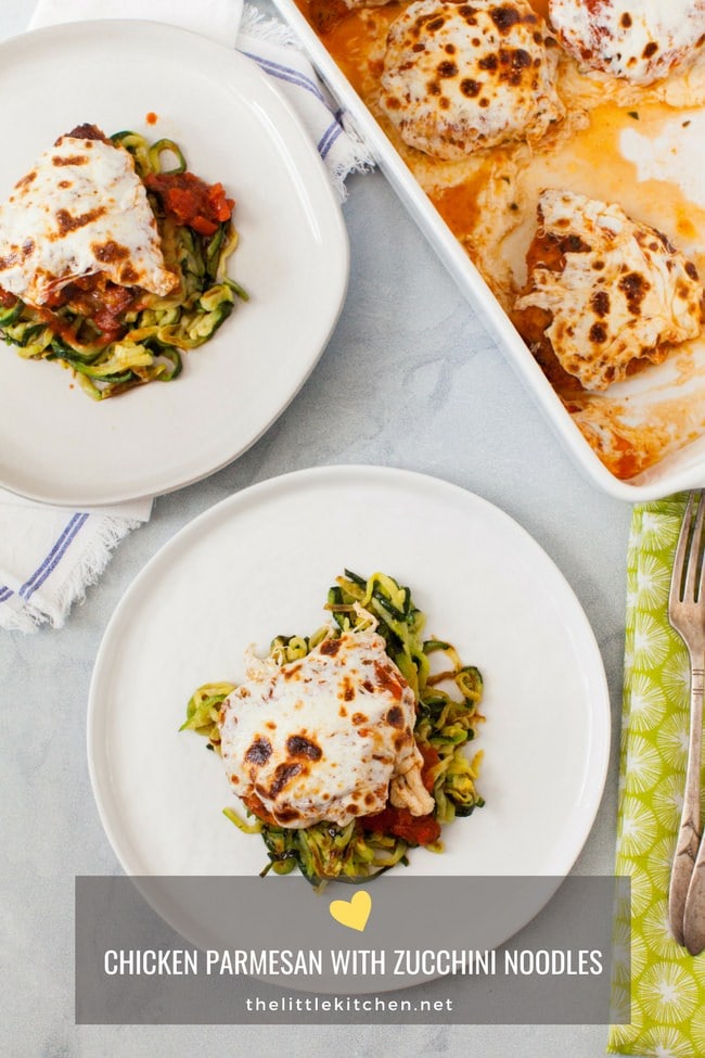 Chicken Parmesan with Zucchini Noodles from thelittlekitchen.net Chicken Parmesan with Zucchini Noodles from thelittlekitchen.net